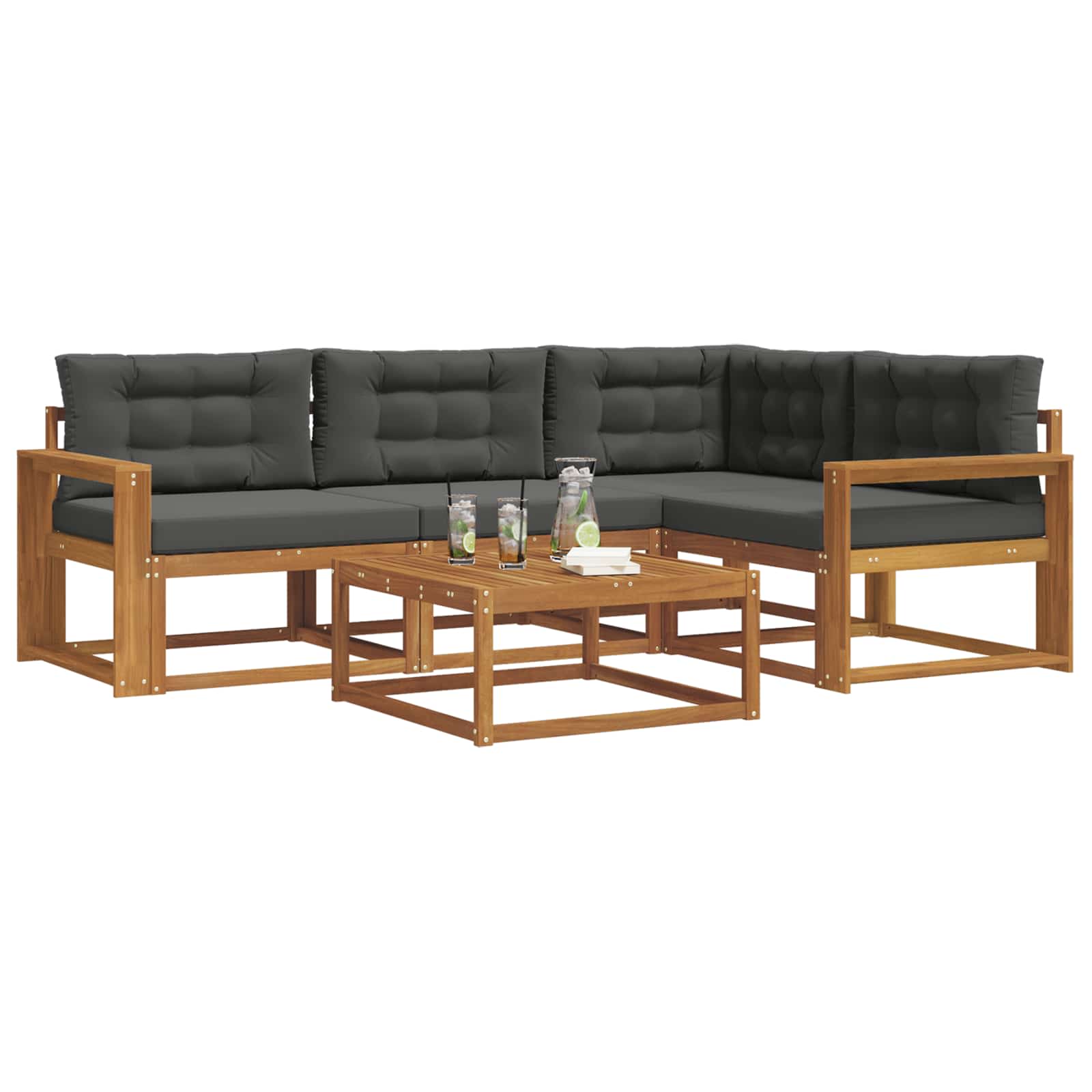 Outdoor Sofa Set with Cushion 5 pcs Natural and Anthracite