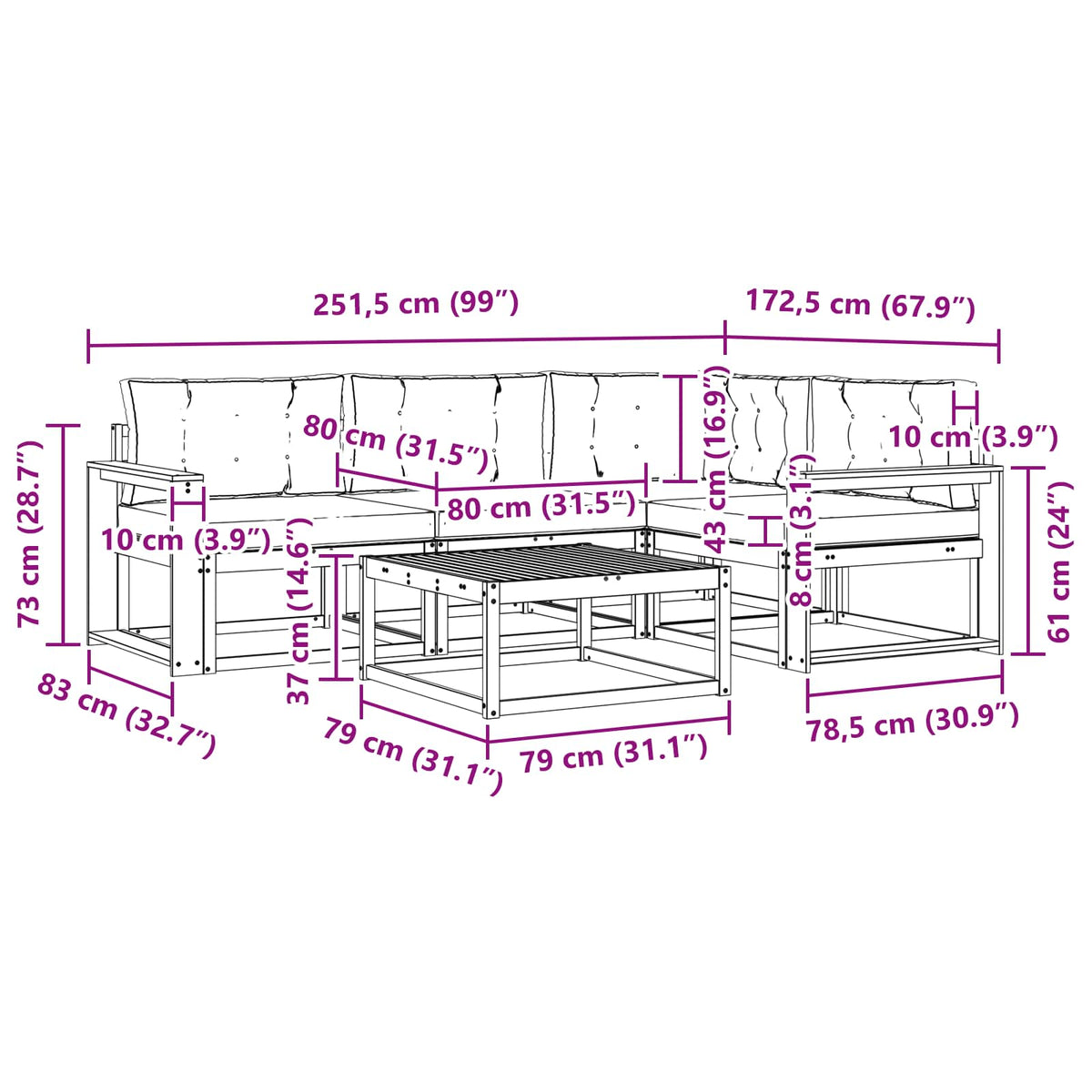 Outdoor Sofa Set with Cushion 5 pcs Natural and Anthracite