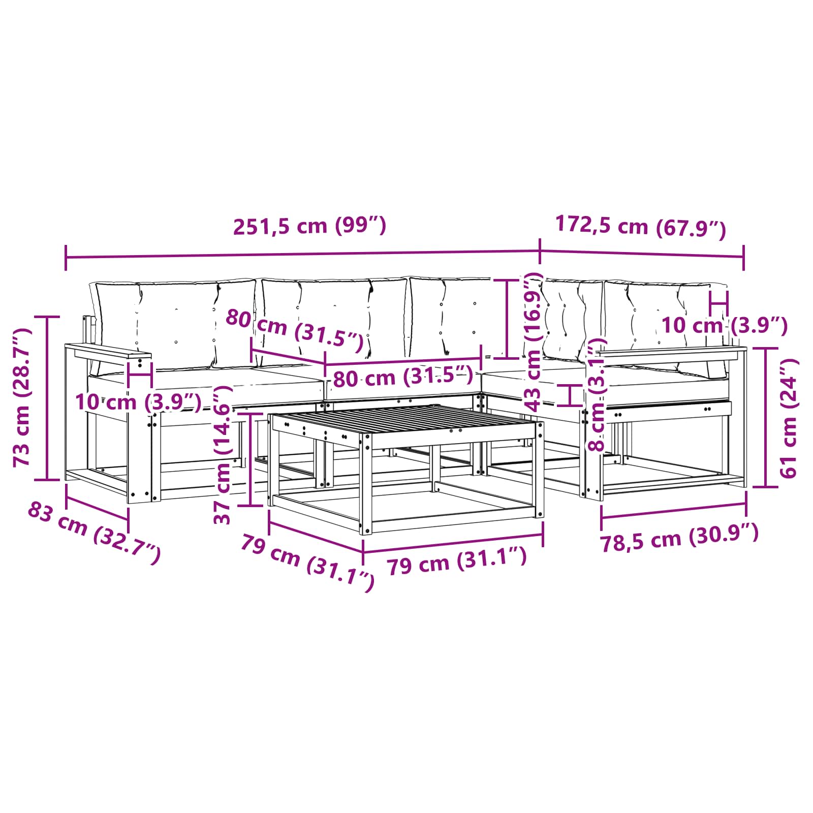 Outdoor Sofa Set with Cushion 5 pcs Natural and Anthracite