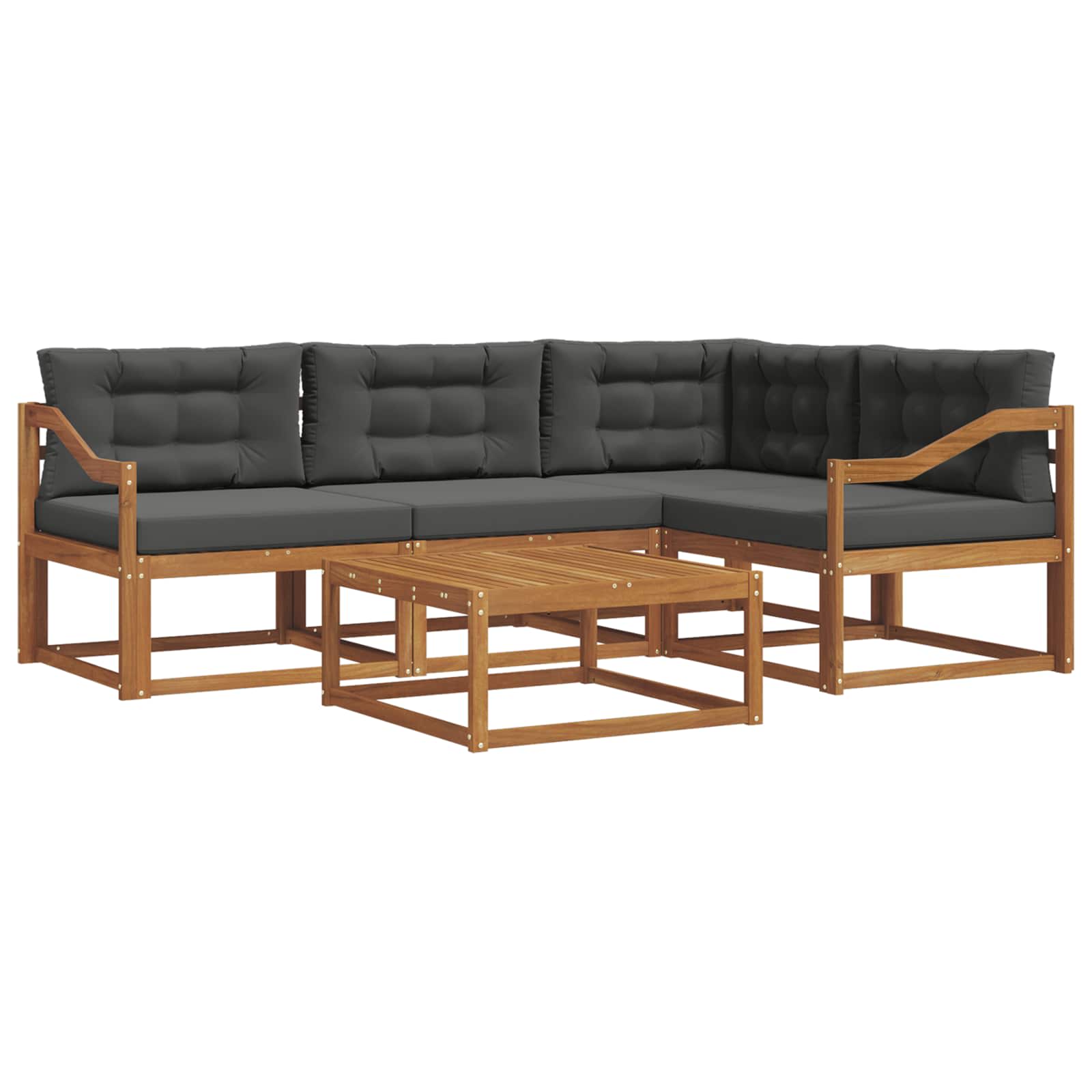 Outdoor Sofa Set with Cushion 5 pcs Natural and Anthracite