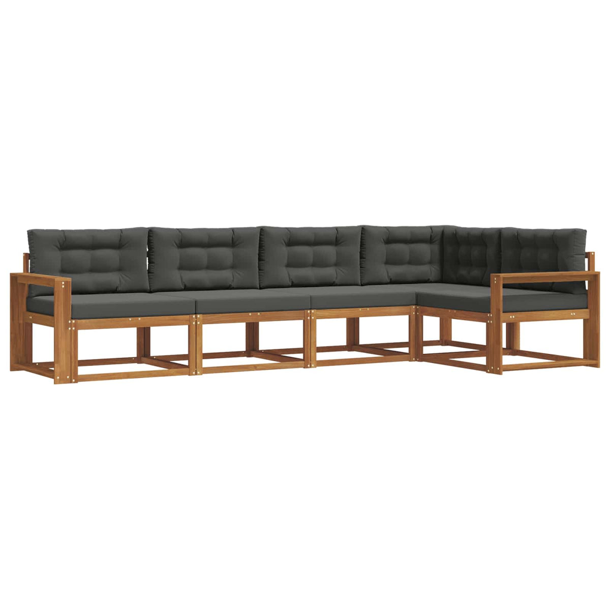 Outdoor Sofa Set with Cushion 5 pcs Natural and Anthracite