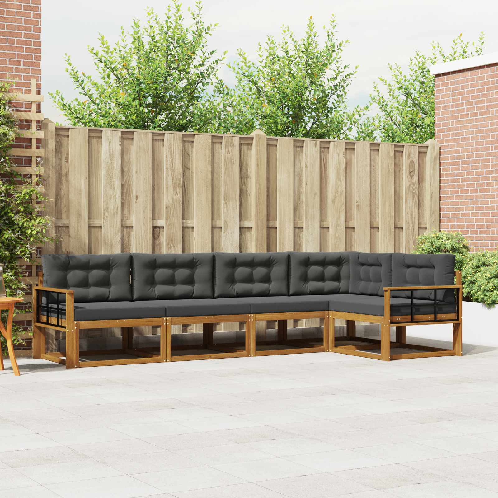 Outdoor Sofa Set with Cushion 5 pcs Natural and Anthracite