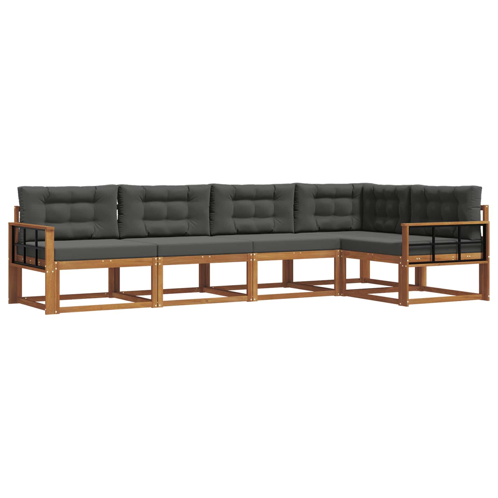 Outdoor Sofa Set with Cushion 5 pcs Natural and Anthracite