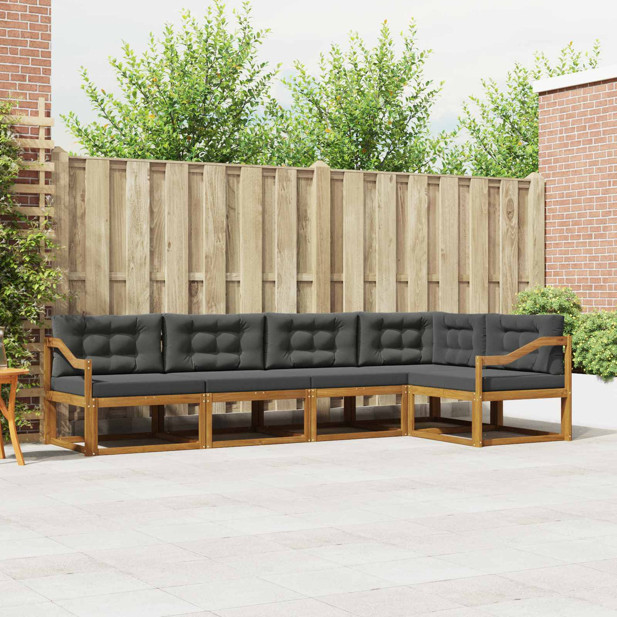 Outdoor Sofa Set with Cushion 5 pcs Natural and Anthracite