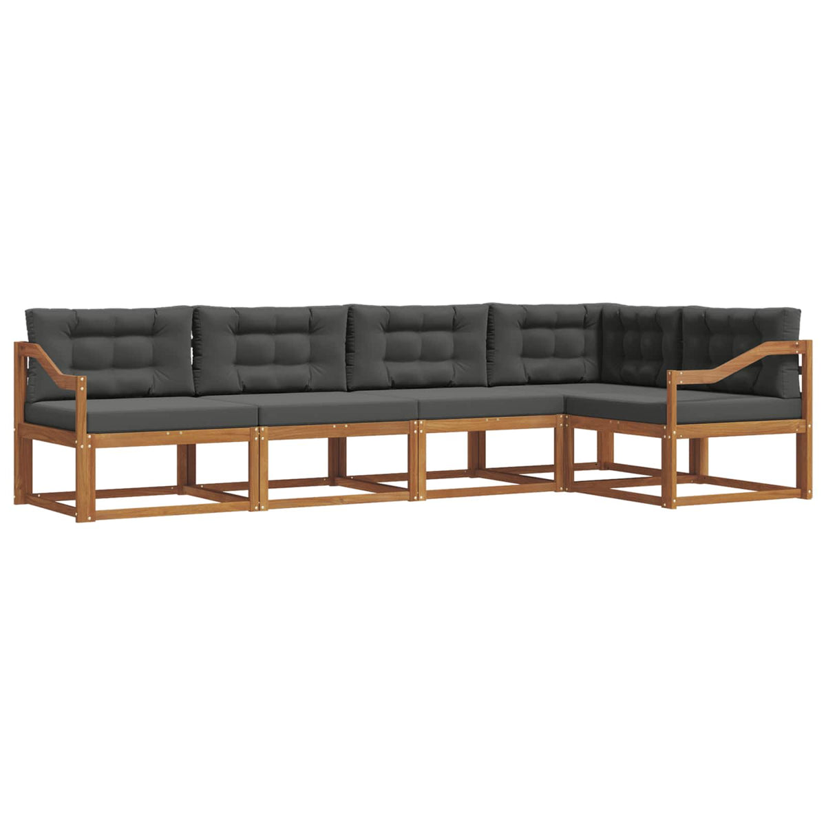Outdoor Sofa Set with Cushion 5 pcs Natural and Anthracite