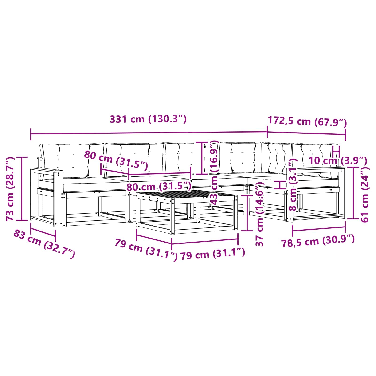 Outdoor Sofa Set with Cushion 6 pcs Natural and Anthracite