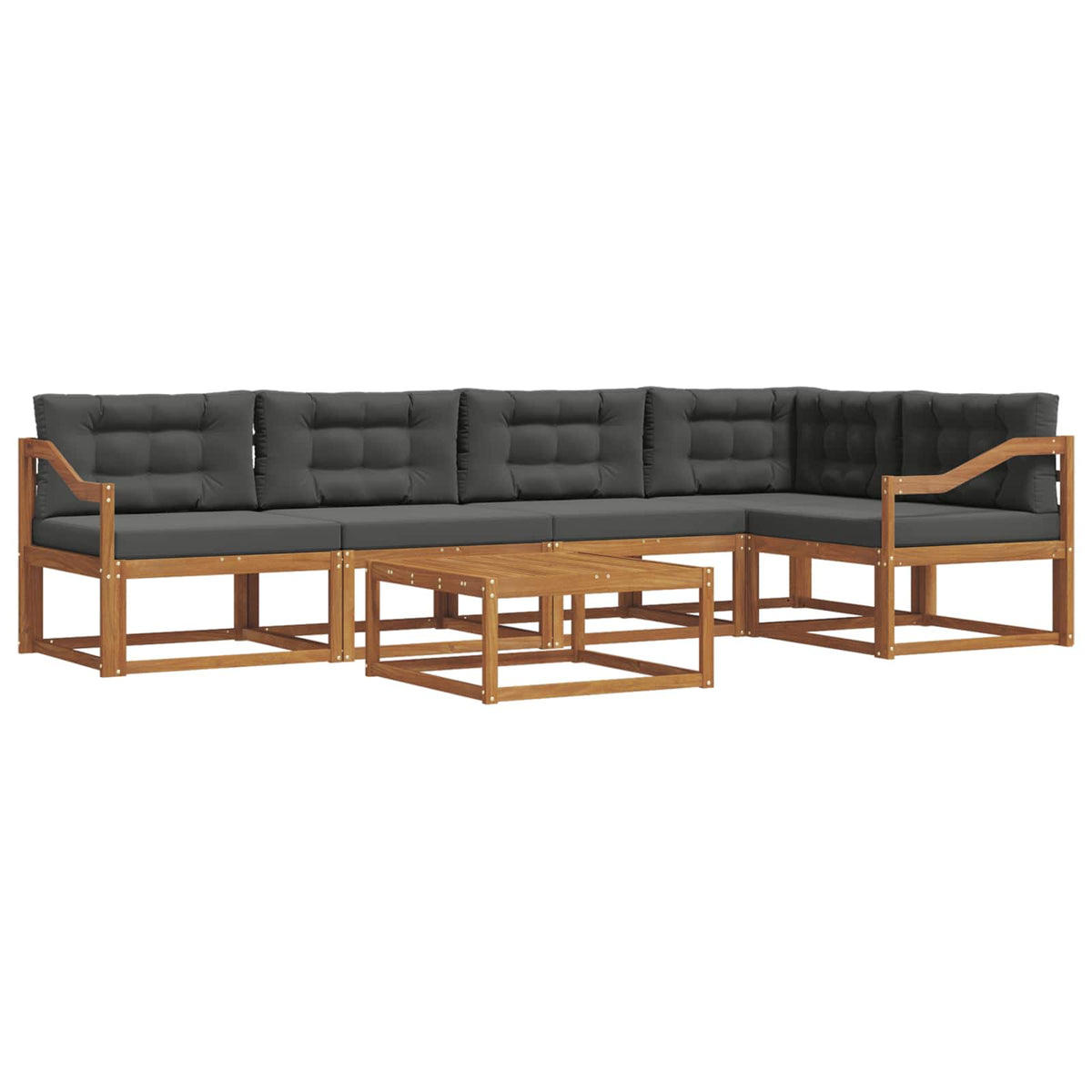 Outdoor Sofa Set with Cushion 6 pcs Natural and Anthracite