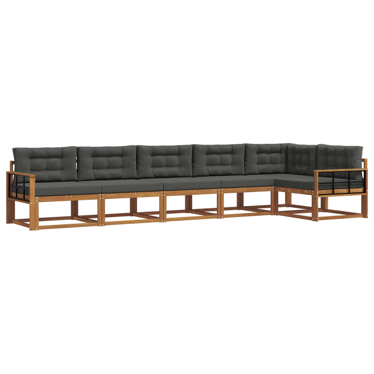 Outdoor Sofa Set with Cushion 6 pcs Natural and Anthracite