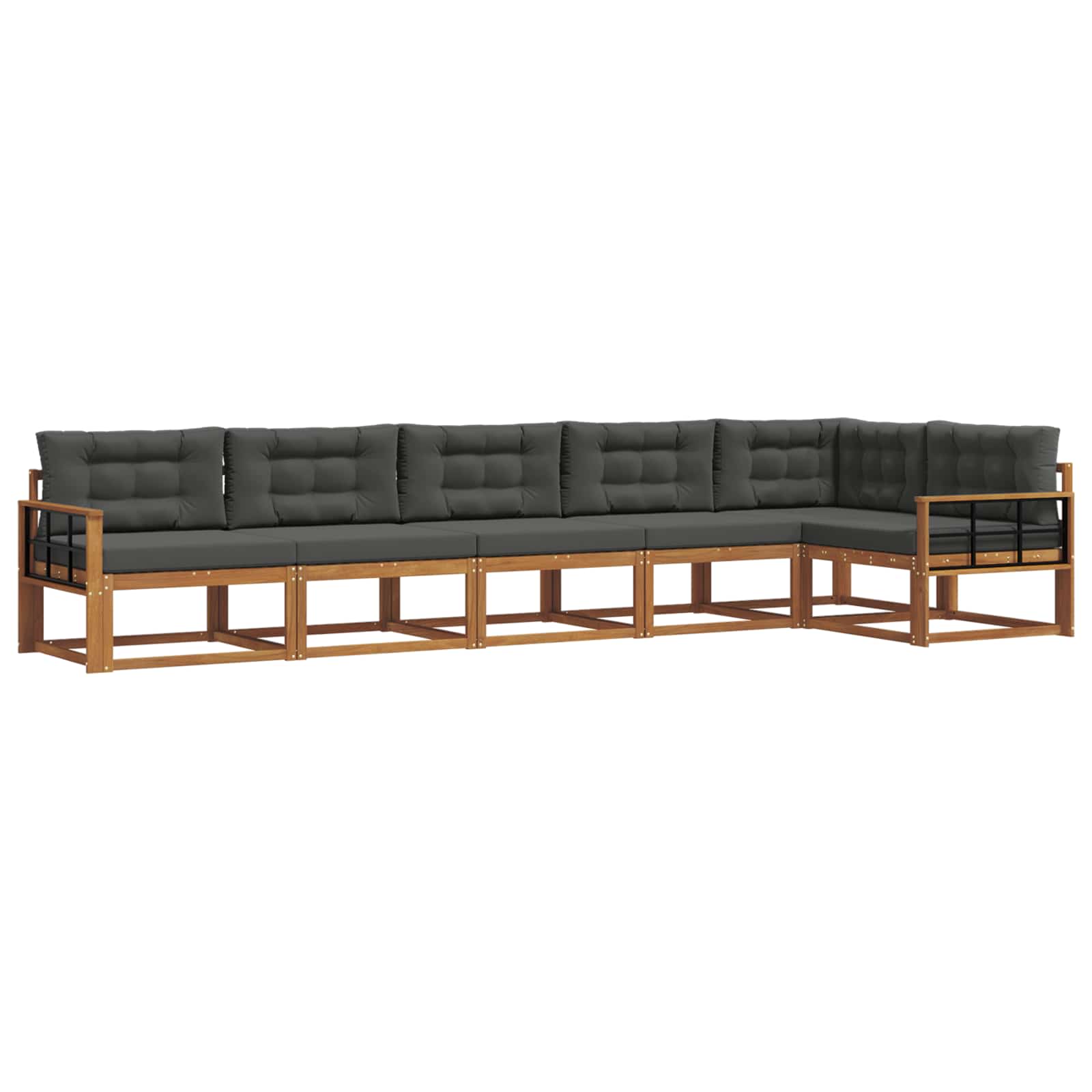 Outdoor Sofa Set with Cushion 6 pcs Natural and Anthracite