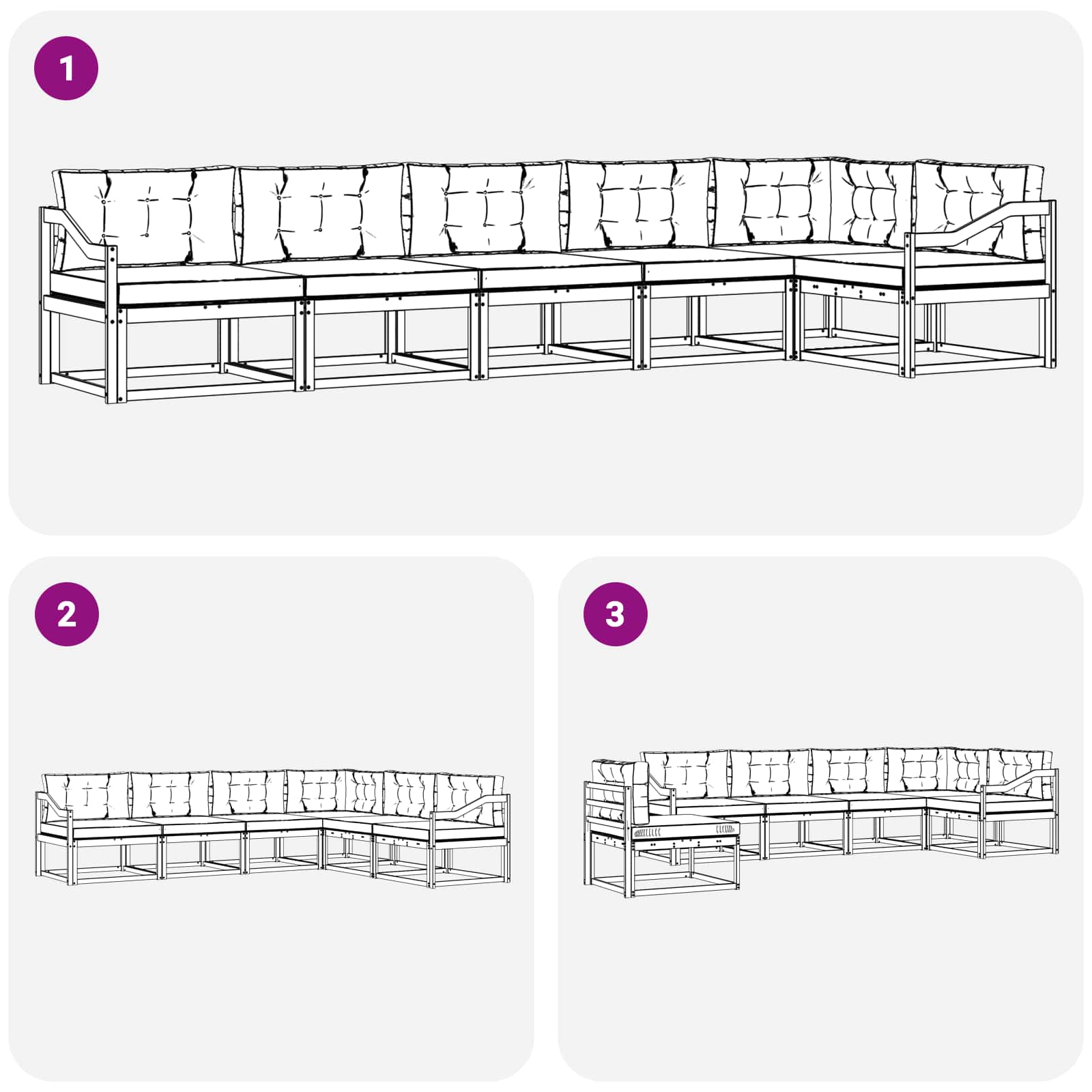 Outdoor Sofa Set with Cushion 6 pcs Natural and Anthracite