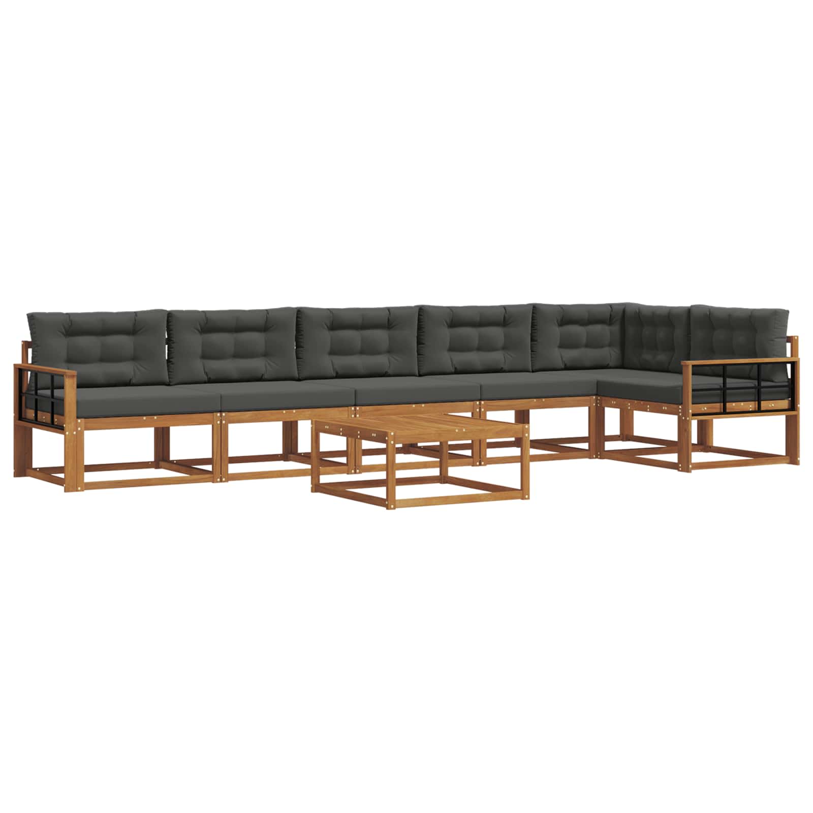 Outdoor Sofa Set with Cushion 7 pcs Natural and Anthracite