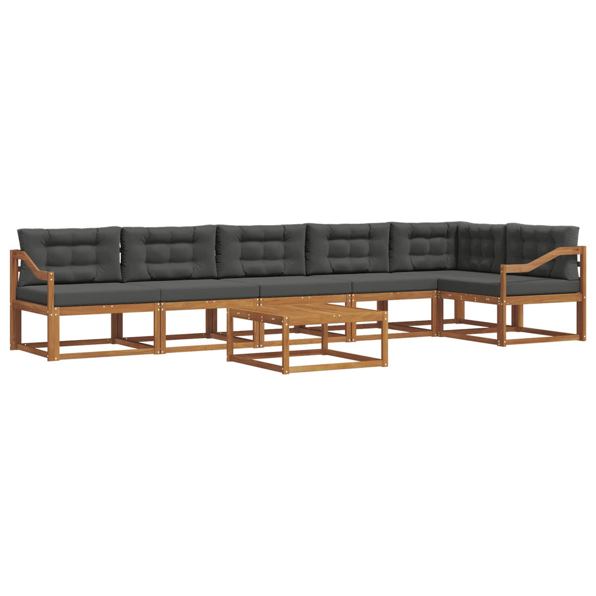 Outdoor Sofa Set with Cushion 7 pcs Natural and Anthracite