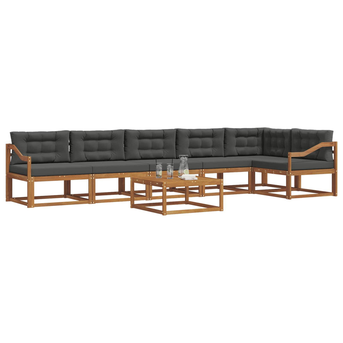 Outdoor Sofa Set with Cushion 7 pcs Natural and Anthracite