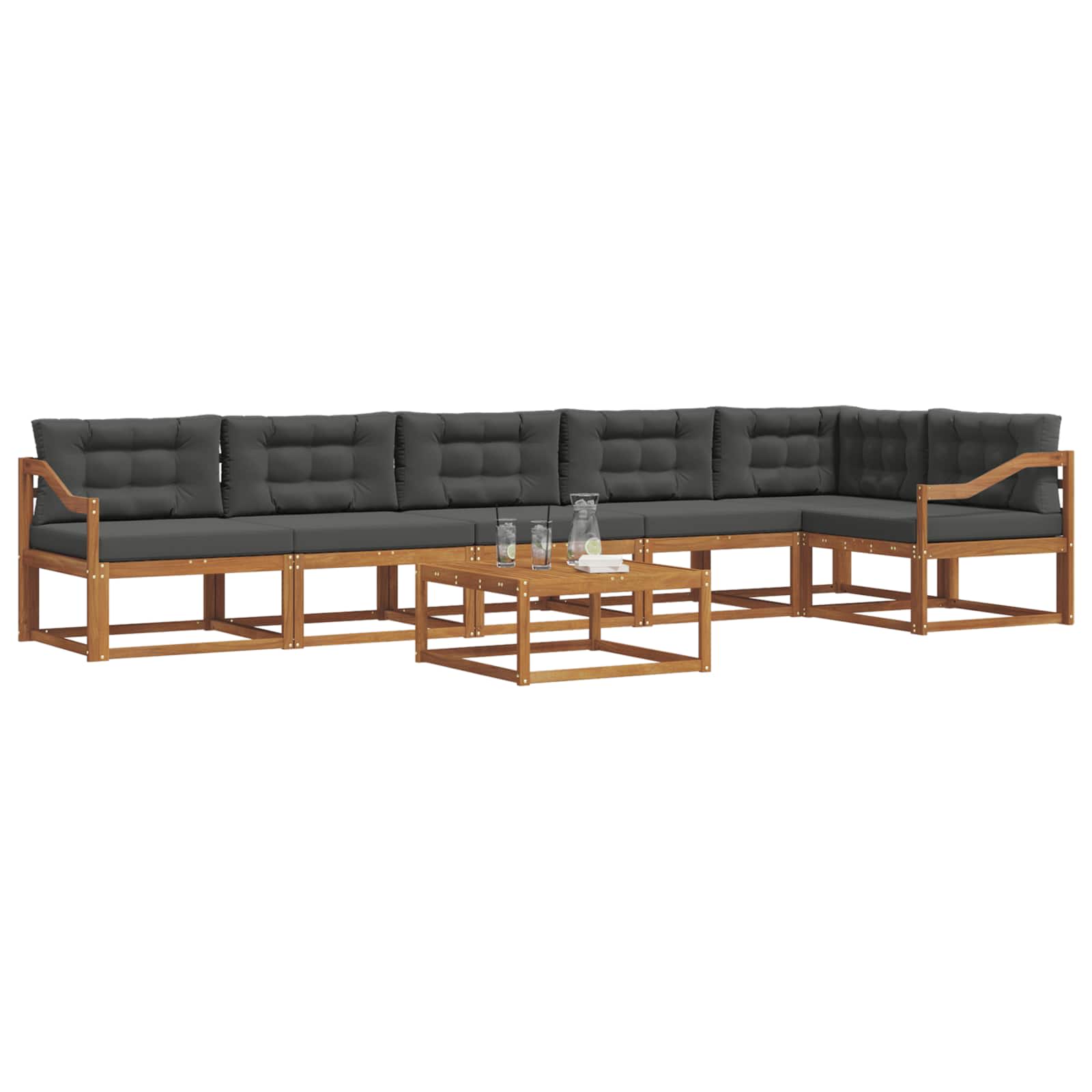 Outdoor Sofa Set with Cushion 7 pcs Natural and Anthracite