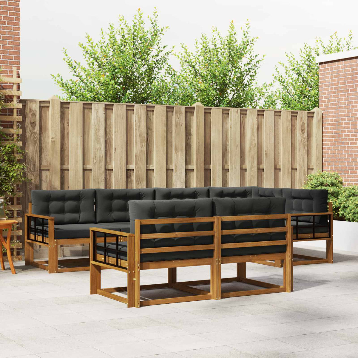 Outdoor Sofa Set with Cushion 7 pcs Natural and Anthracite