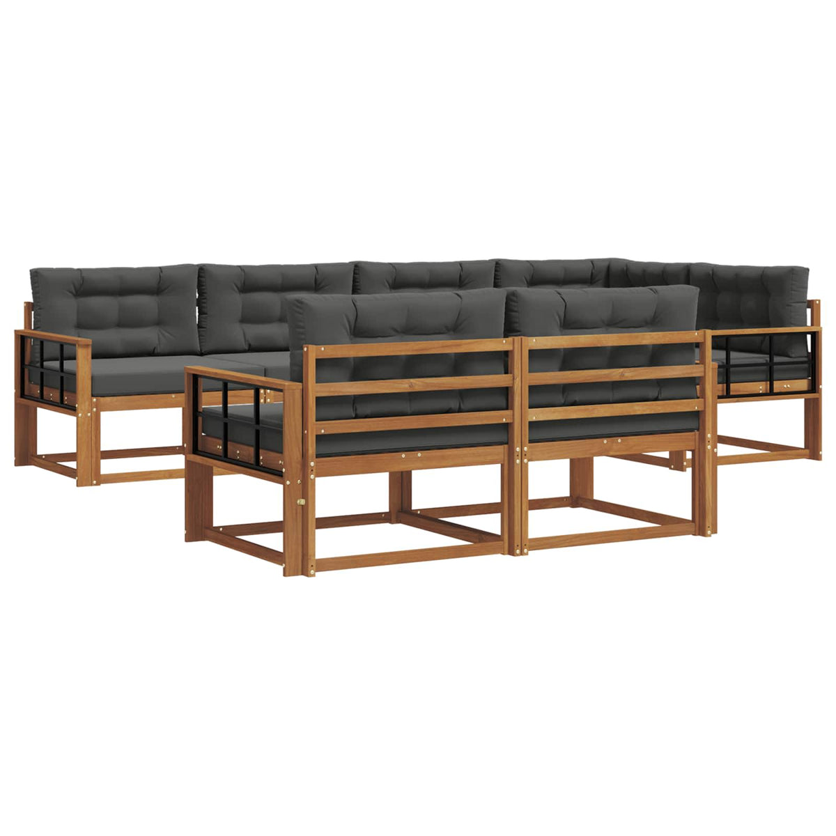 Outdoor Sofa Set with Cushion 7 pcs Natural and Anthracite