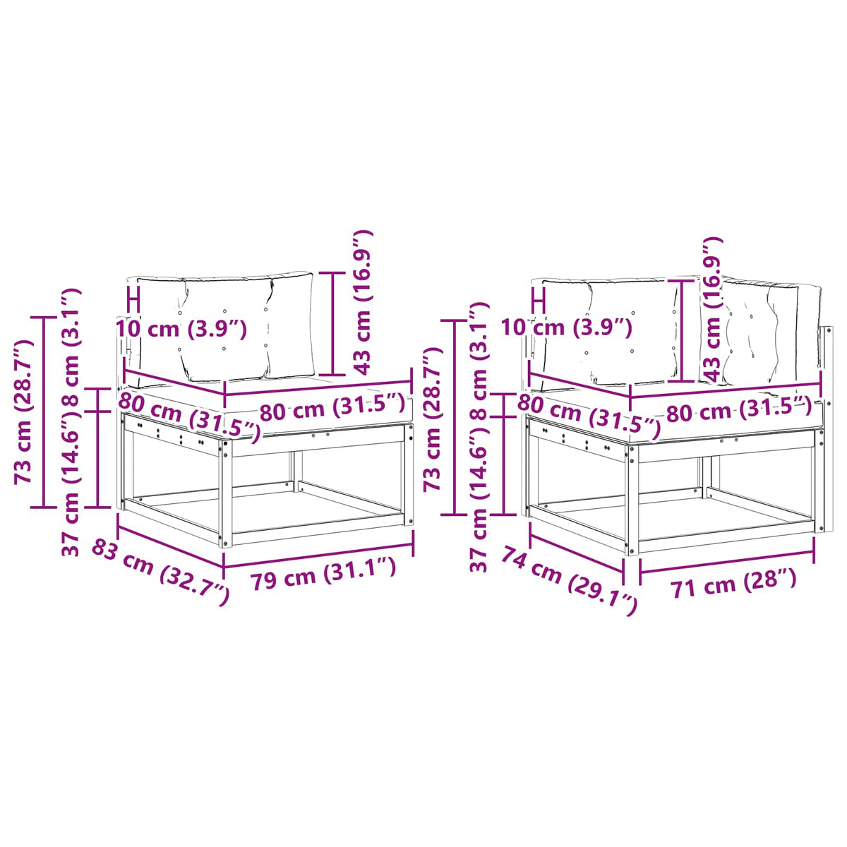 Outdoor Sofa Set with Cushion 7 pcs Natural and Anthracite