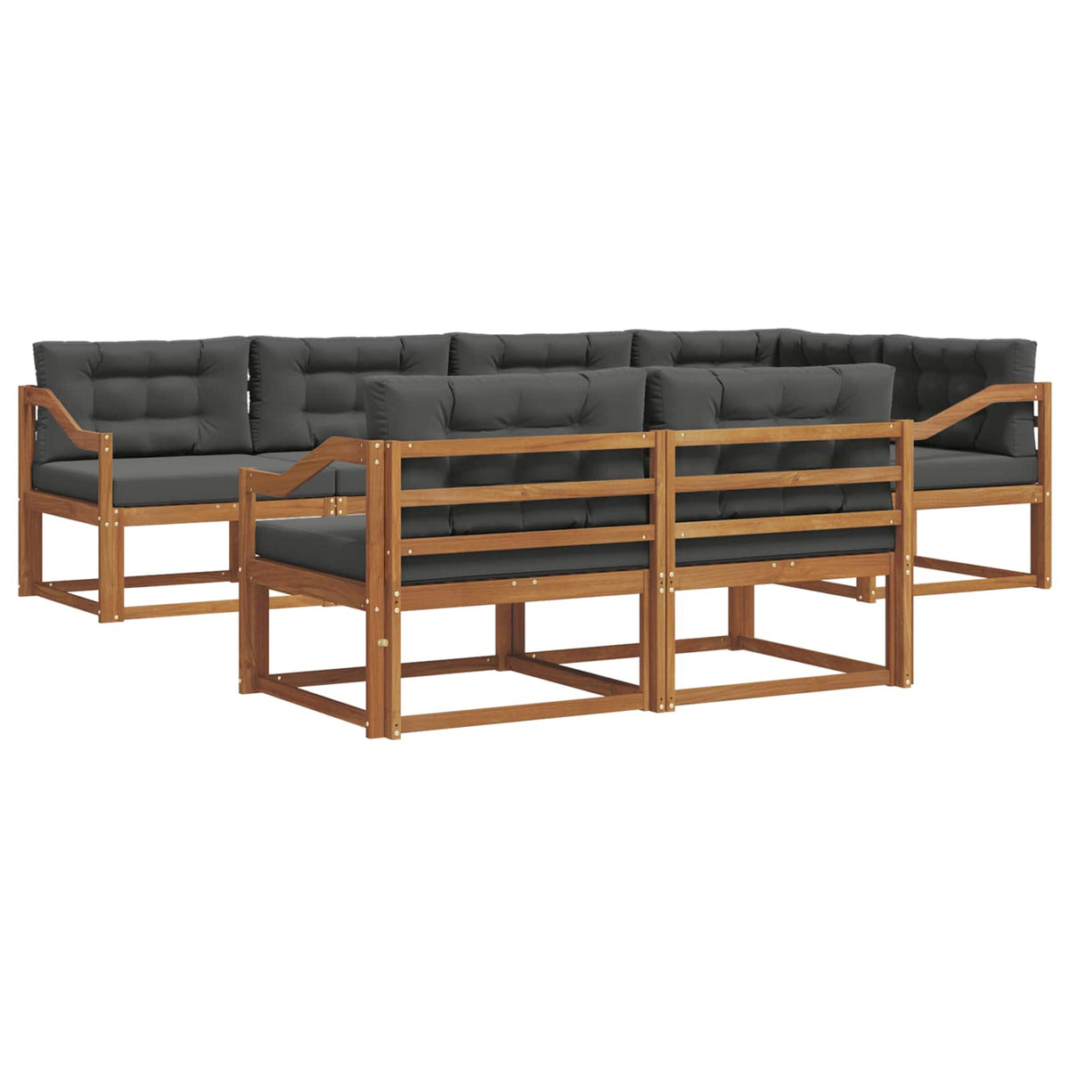 Outdoor Sofa Set with Cushion 7 pcs Natural and Anthracite