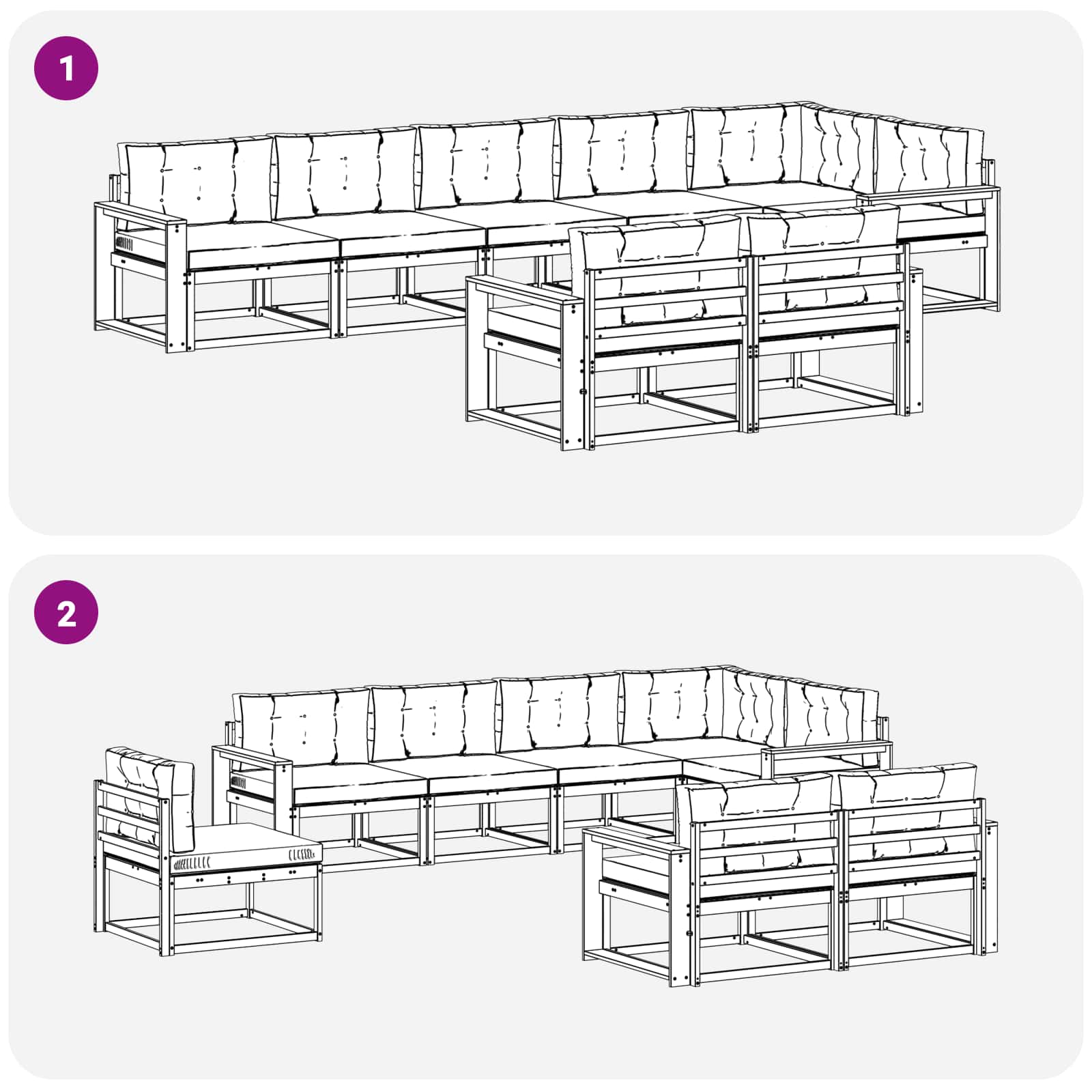 Outdoor Sofa Set with Cushion 8 pcs Natural and Anthracite