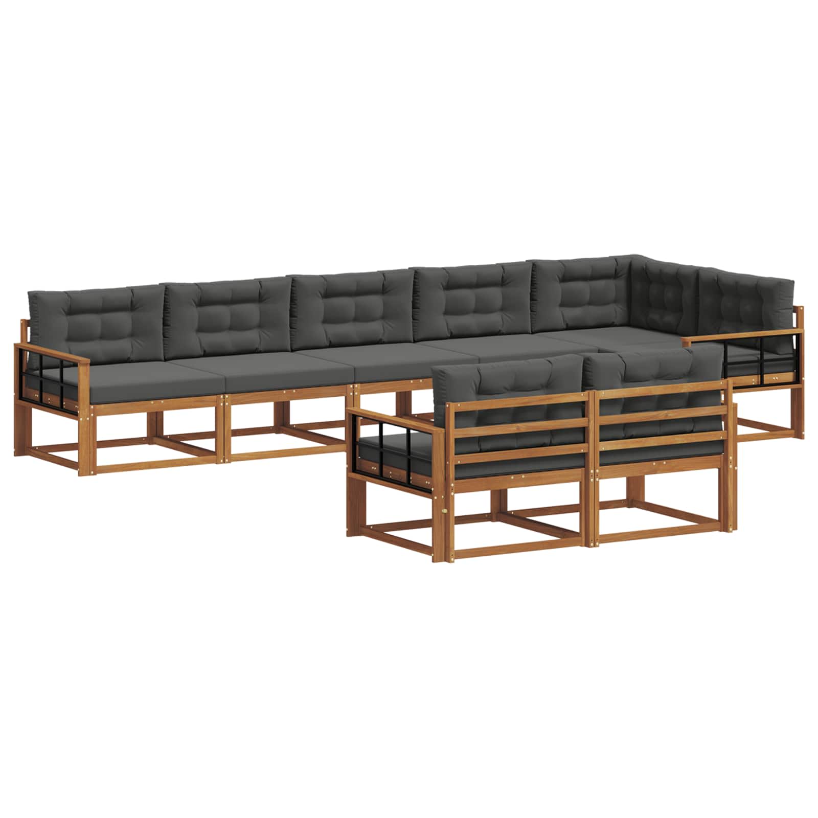 Outdoor Sofa Set with Cushion 8 pcs Natural and Anthracite