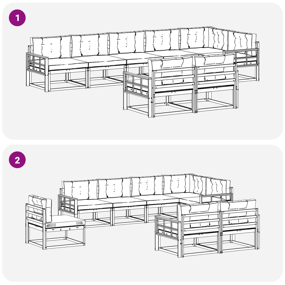 Outdoor Sofa Set with Cushion 8 pcs Natural and Anthracite