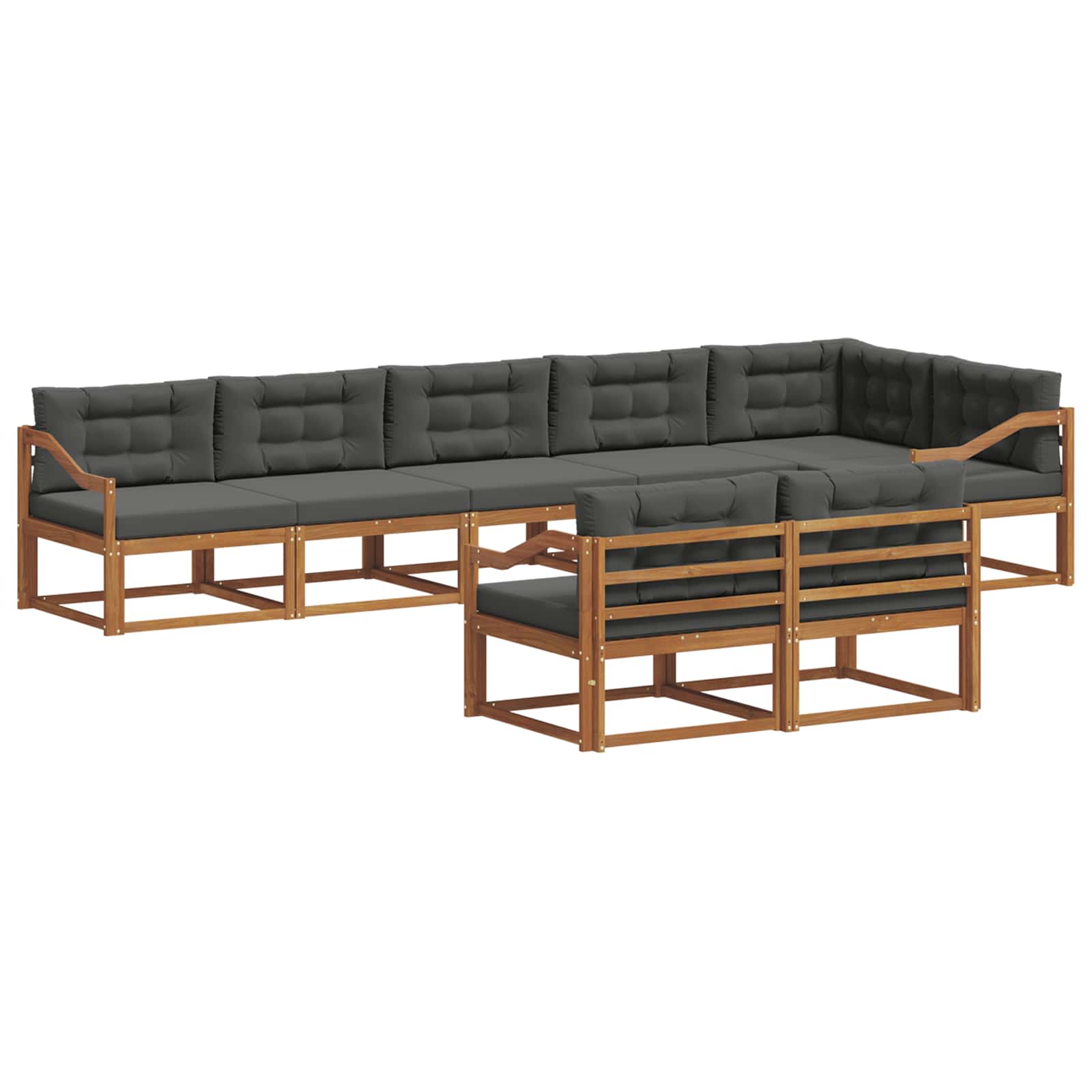 Outdoor Sofa Set with Cushion 8 pcs Natural and Anthracite