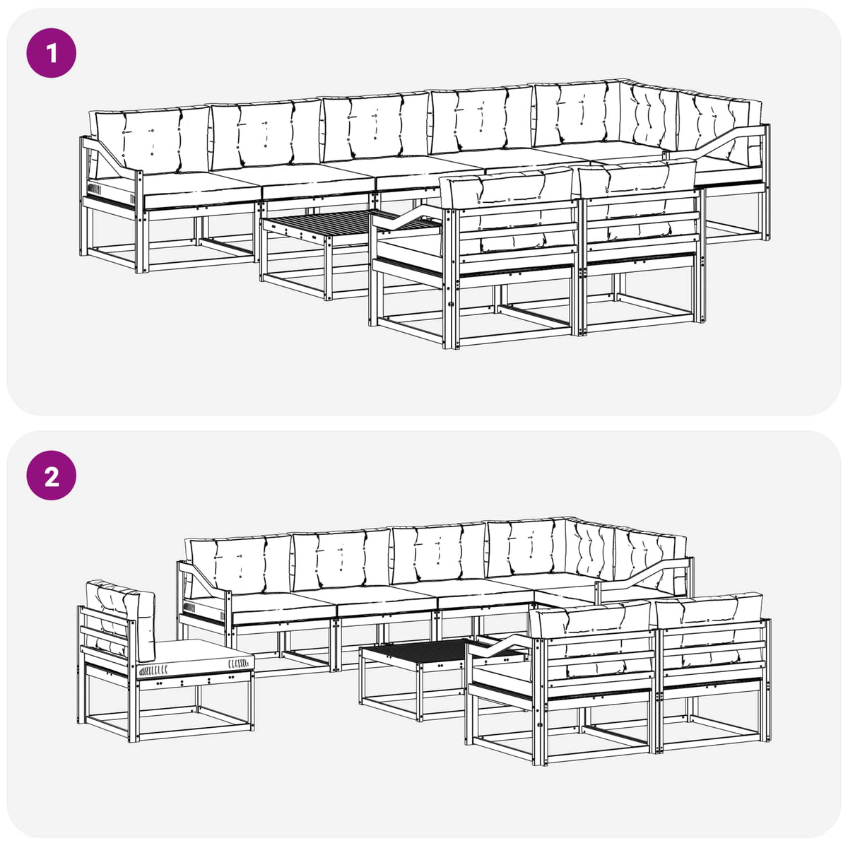 Outdoor Sofa Set with Cushion 9 pcs Natural and Anthracite