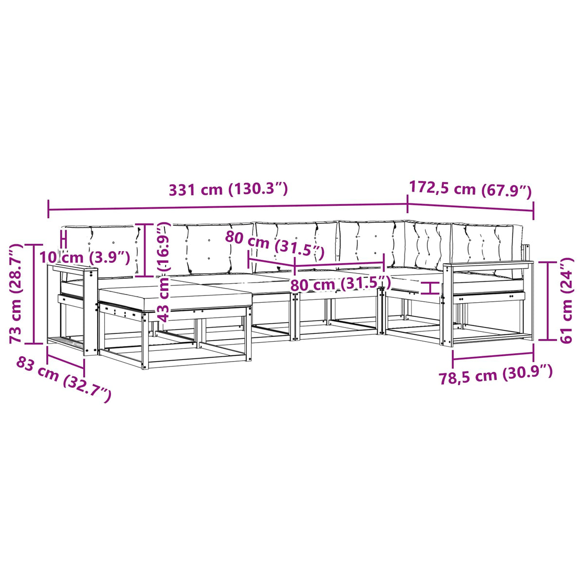 Outdoor Sofa Set with Cushion 6 pcs Natural and Anthracite