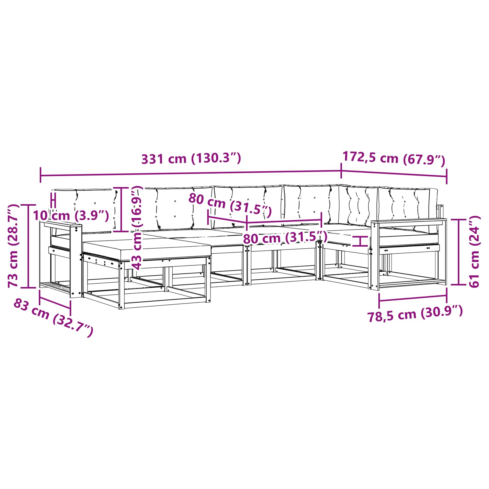 Outdoor Sofa Set with Cushion 6 pcs Natural and Anthracite
