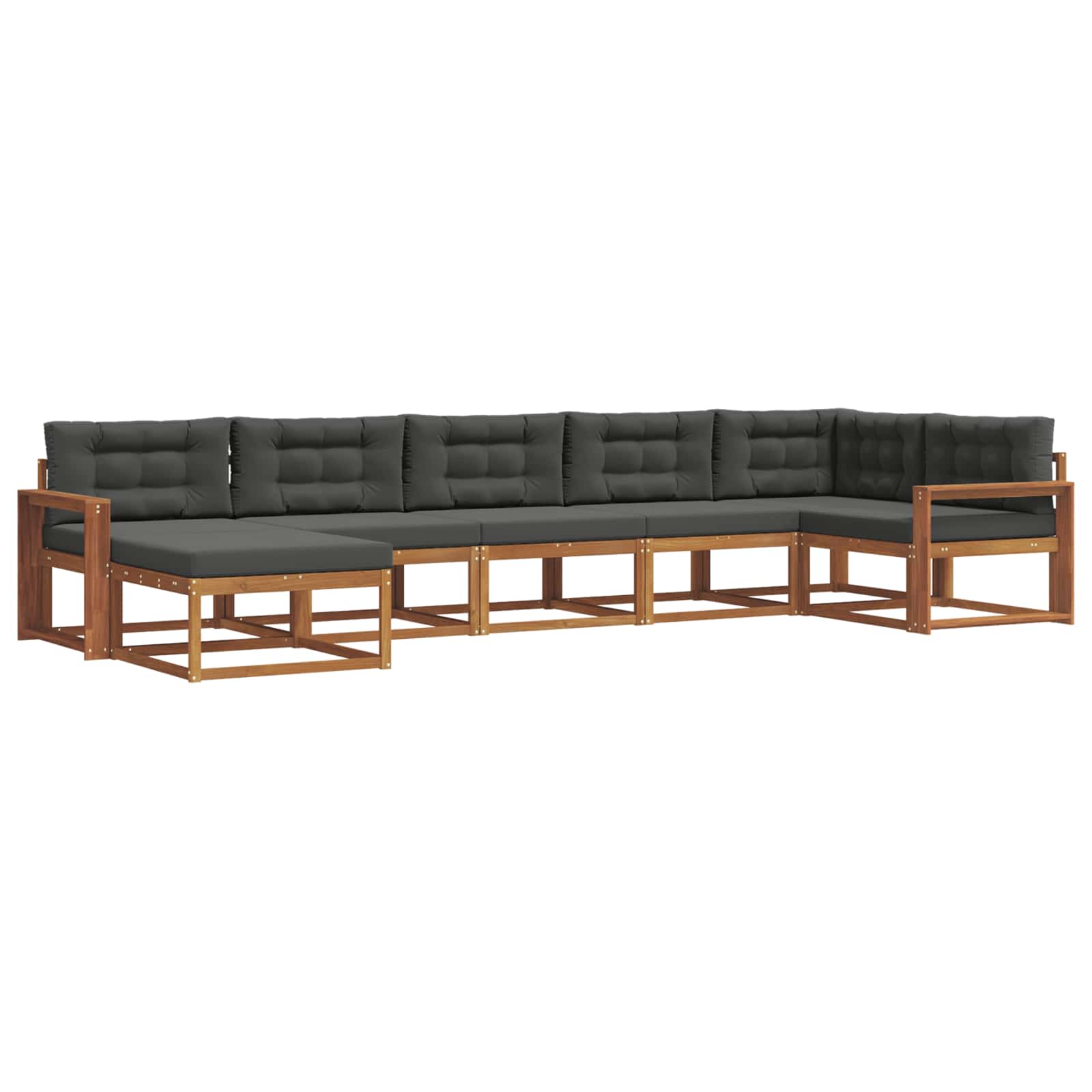 Outdoor Sofa Set with Cushion 7 pcs Natural and Anthracite