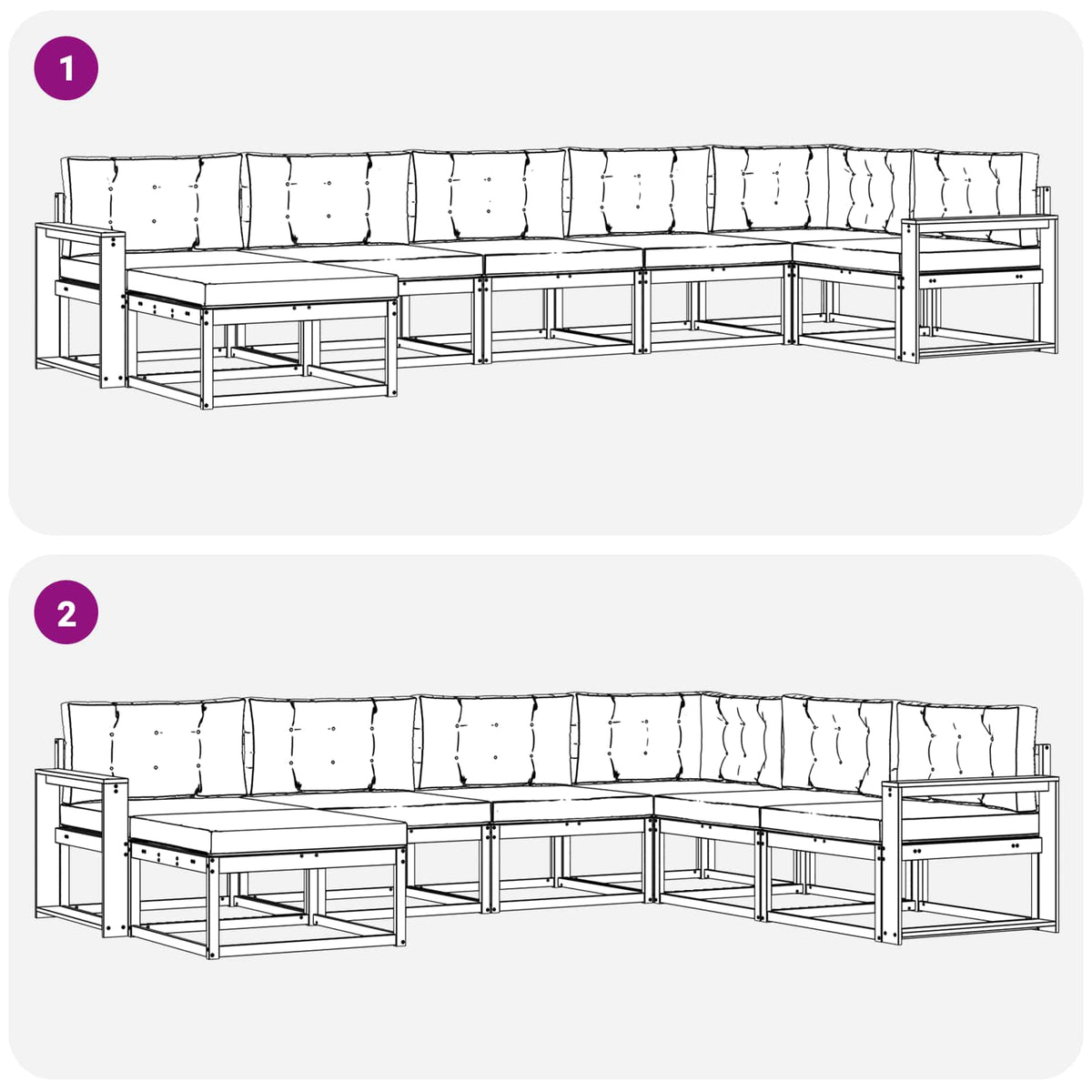 Outdoor Sofa Set with Cushion 7 pcs Natural and Anthracite