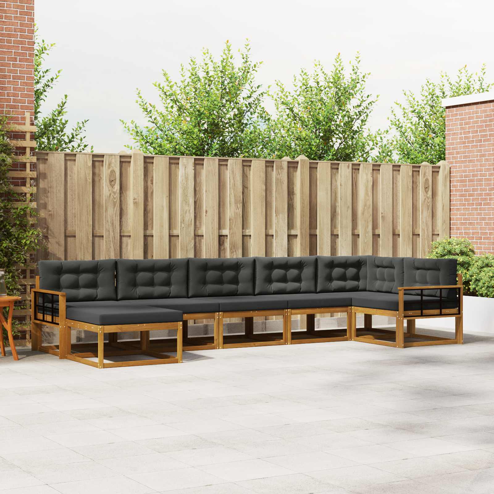 Outdoor Sofa Set with Cushion 7 pcs Natural and Anthracite