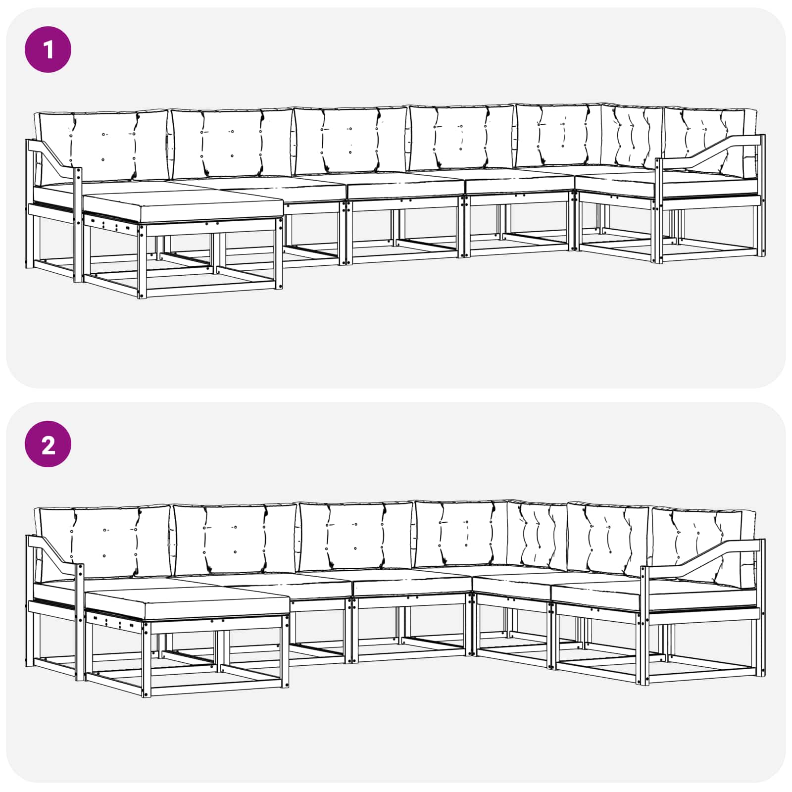Outdoor Sofa Set with Cushion 7 pcs Natural and Anthracite