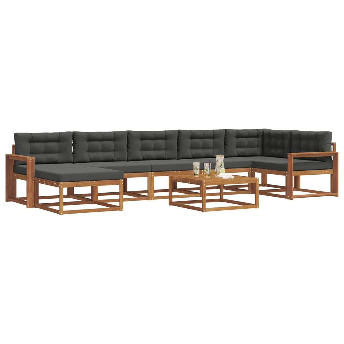 Outdoor Sofa Set with Cushion 8 pcs Natural and Anthracite