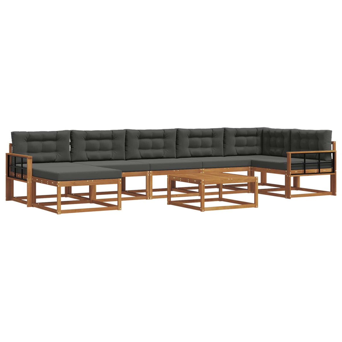 Outdoor Sofa Set with Cushion 8 pcs Natural and Anthracite
