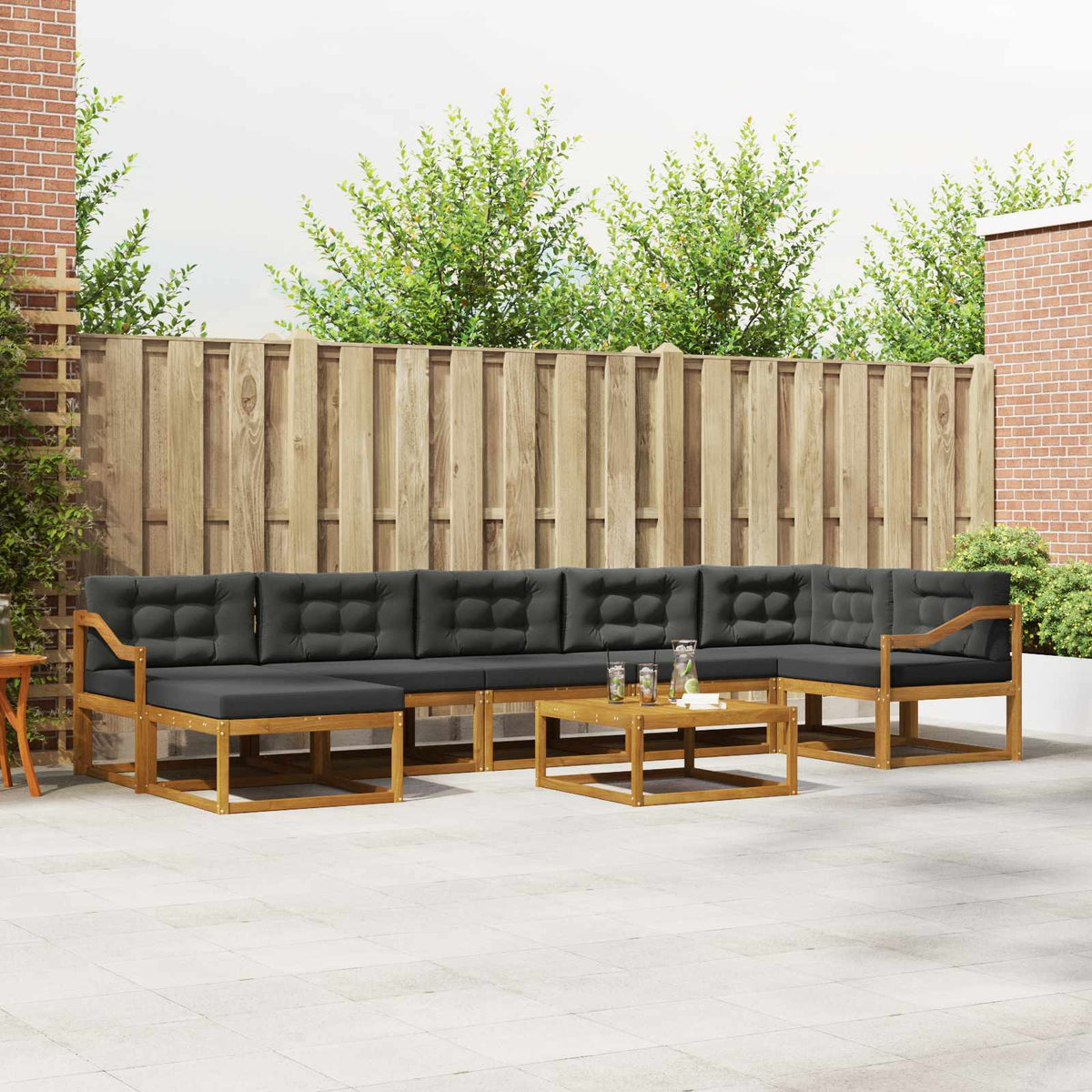 Outdoor Sofa Set with Cushion 8 pcs Natural and Anthracite