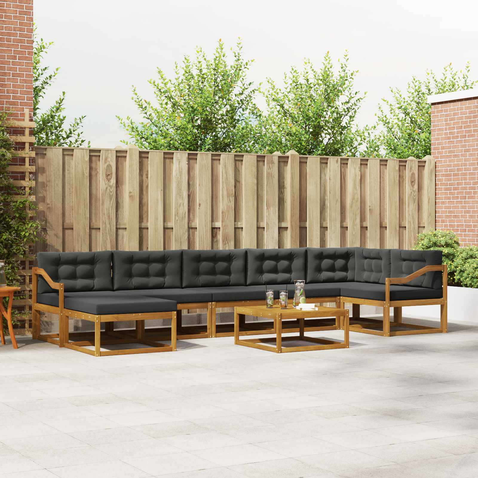 Outdoor Sofa Set with Cushion 8 pcs Natural and Anthracite