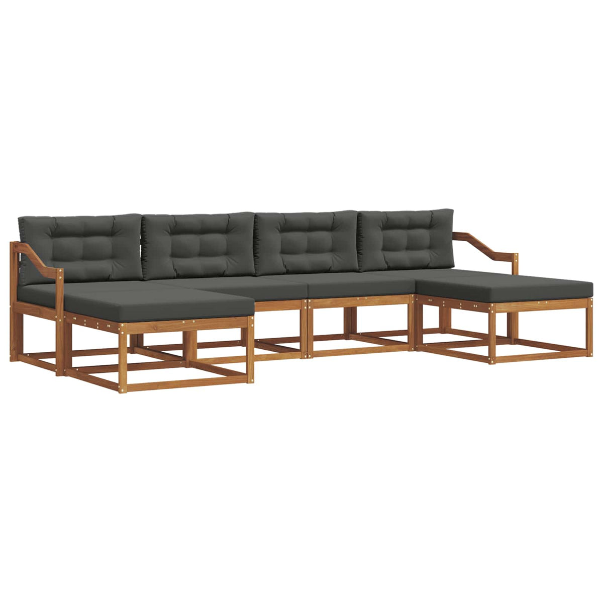 Outdoor Sofa Set with Cushion 6 pcs Natural and Anthracite