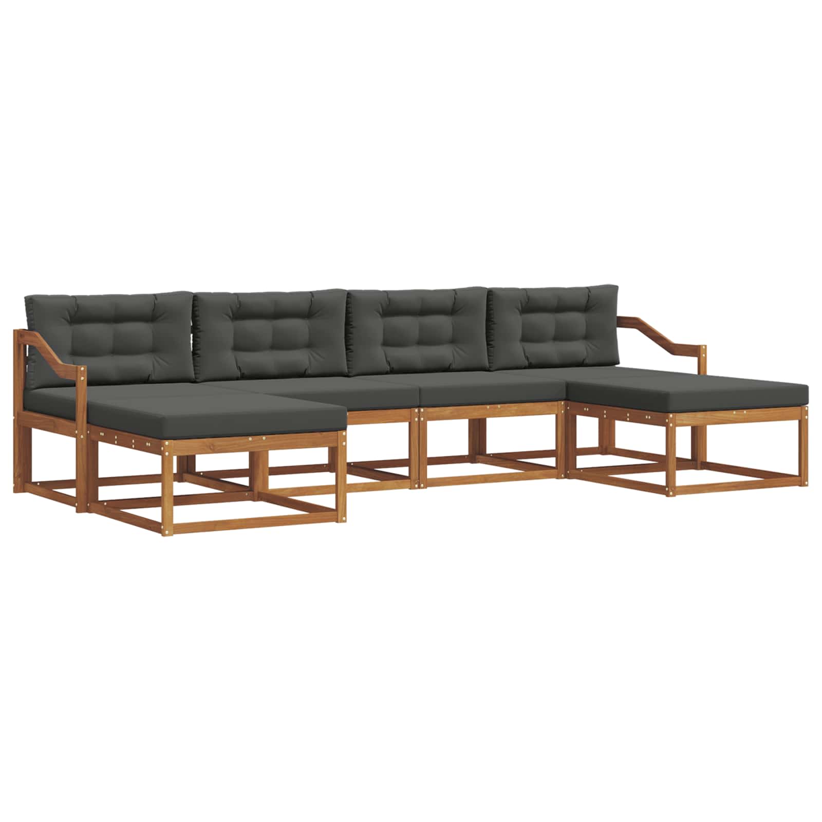 Outdoor Sofa Set with Cushion 6 pcs Natural and Anthracite
