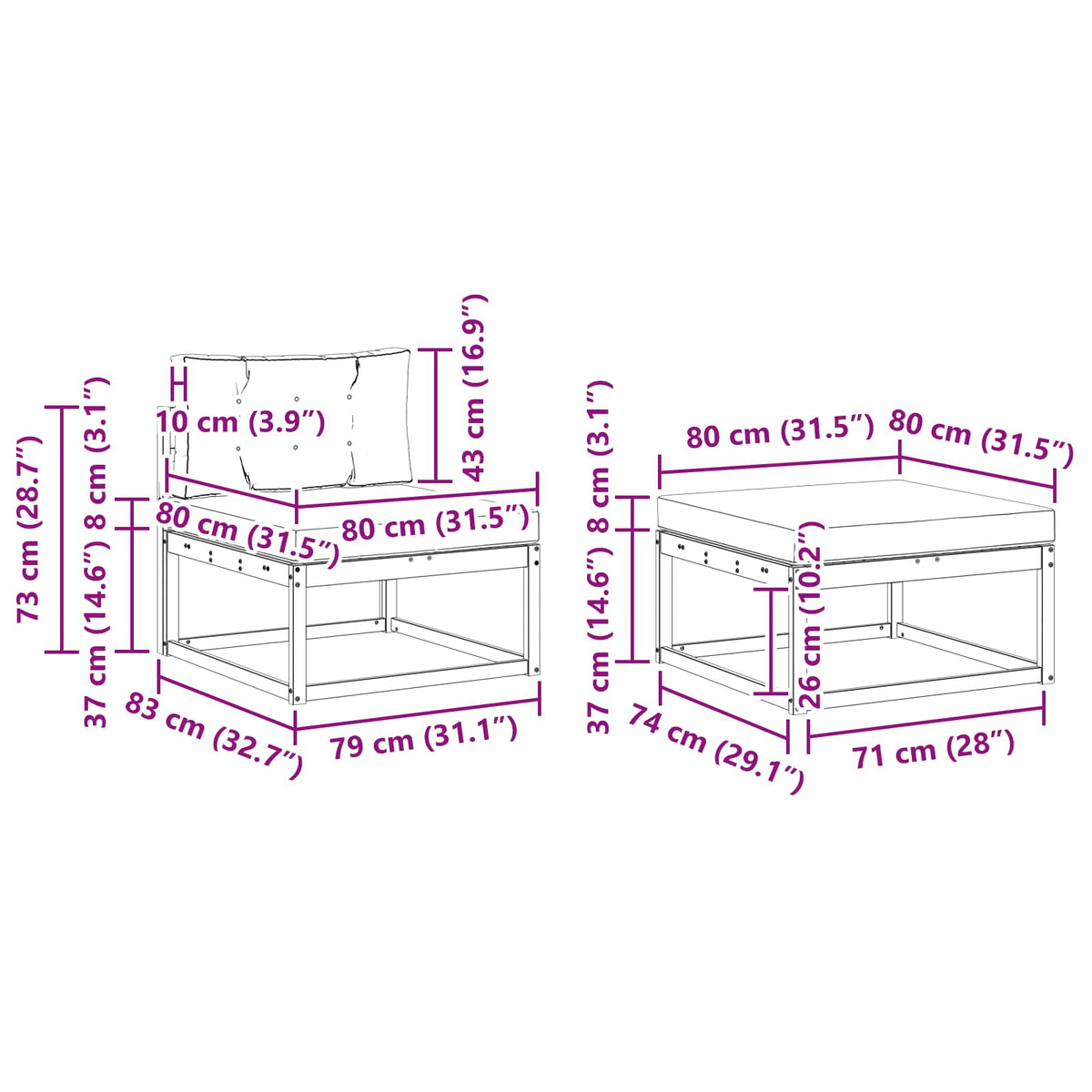 Outdoor Sofa Set with Cushion 6 pcs Natural and Anthracite