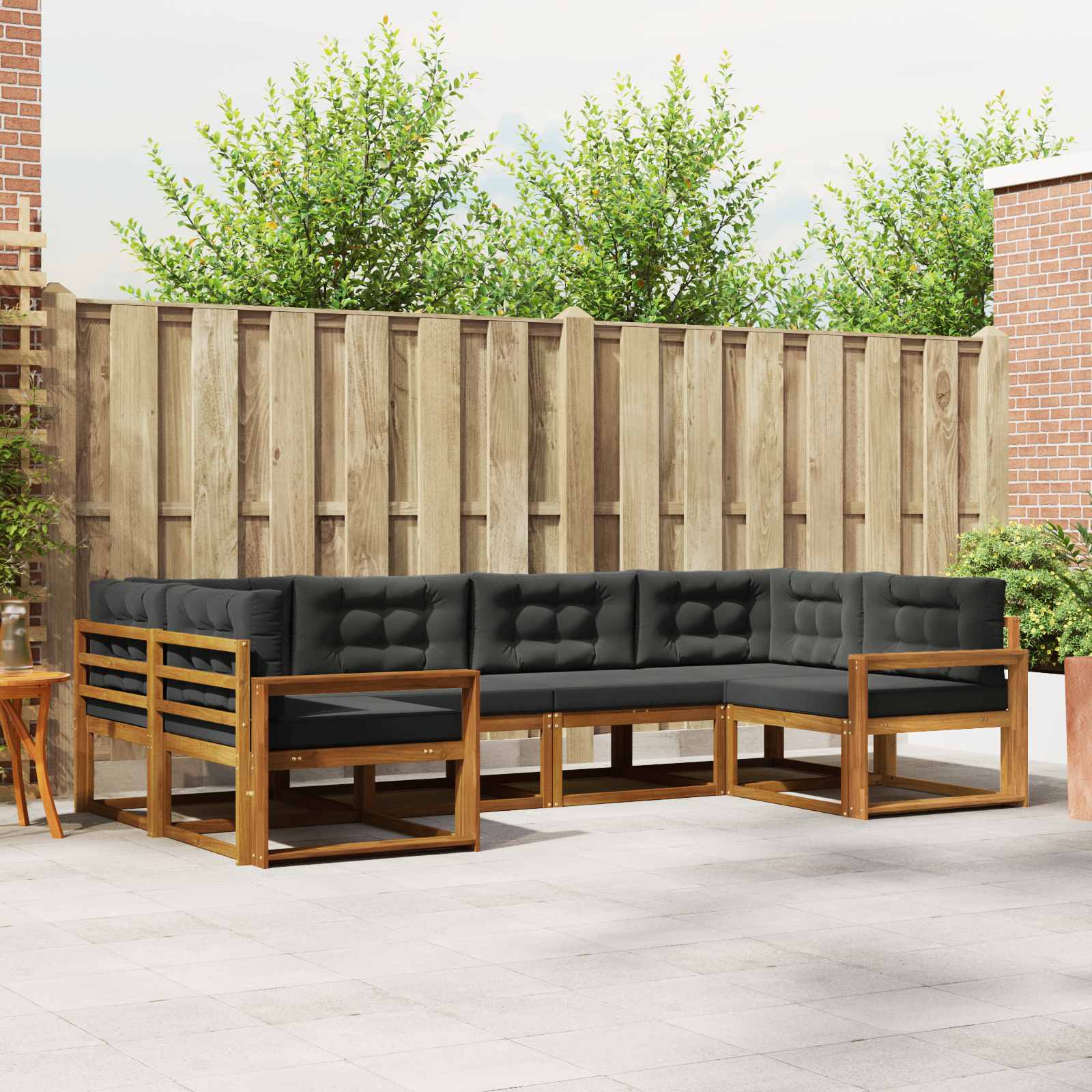 Outdoor Sofa Set with Cushion 6 pcs Natural and Anthracite