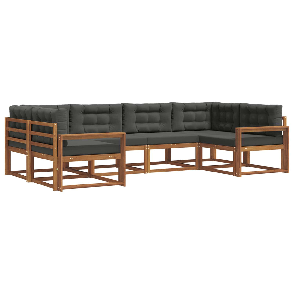 Outdoor Sofa Set with Cushion 6 pcs Natural and Anthracite