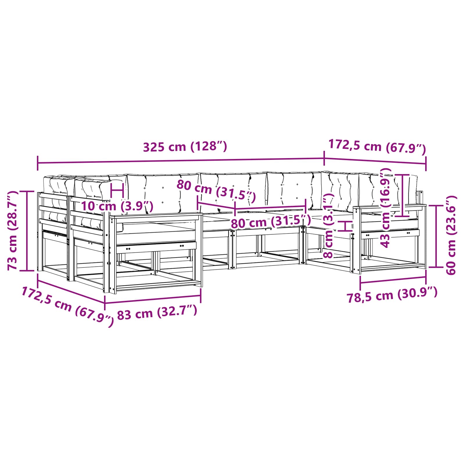 Outdoor Sofa Set with Cushion 6 pcs Natural and Anthracite