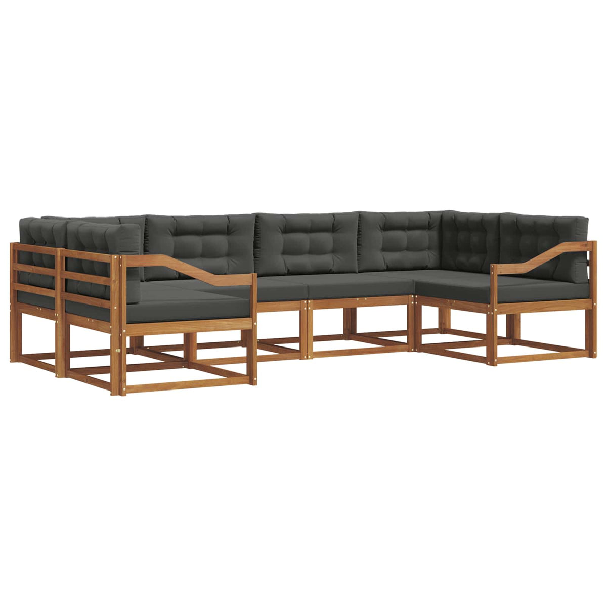 Outdoor Sofa Set with Cushion 6 pcs Natural and Anthracite