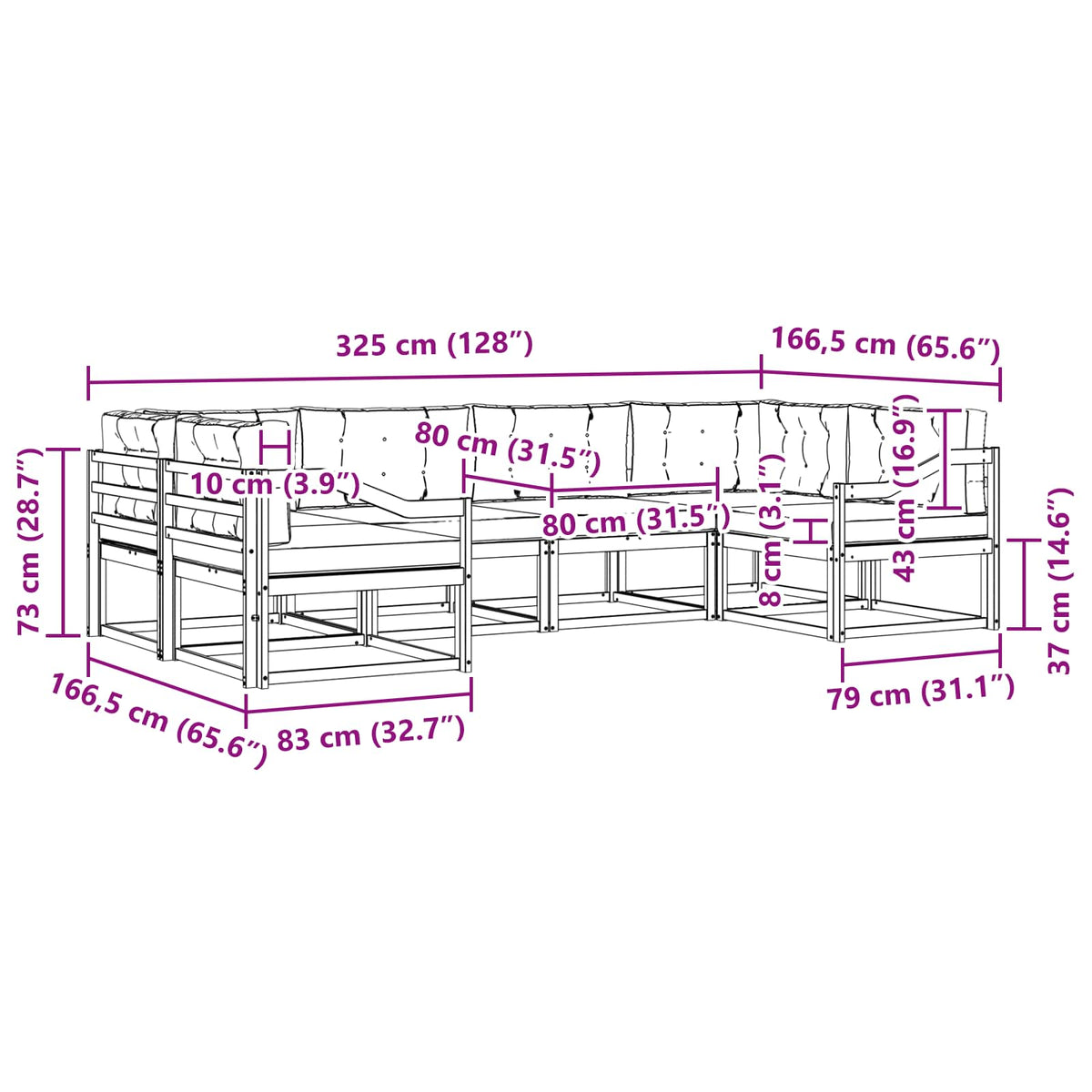 Outdoor Sofa Set with Cushion 6 pcs Natural and Anthracite