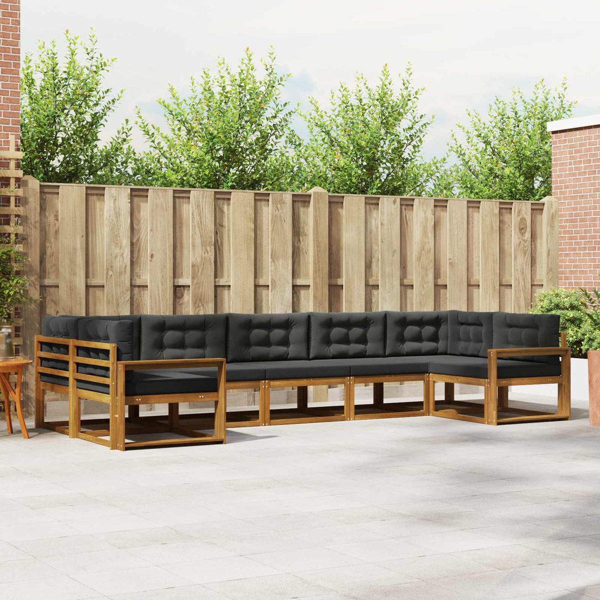 Outdoor Sofa Set with Cushion 7 pcs Natural and Anthracite