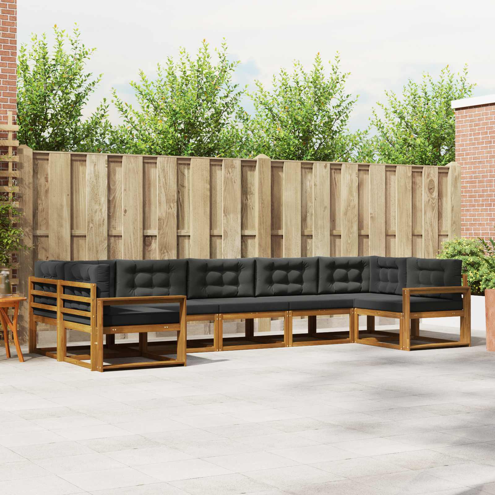 Outdoor Sofa Set with Cushion 7 pcs Natural and Anthracite