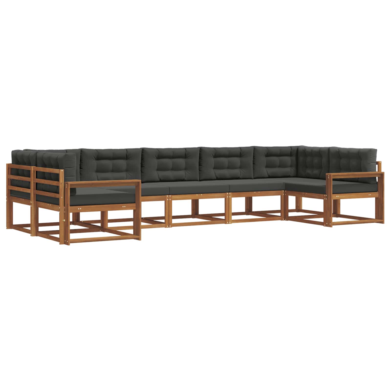 Outdoor Sofa Set with Cushion 7 pcs Natural and Anthracite
