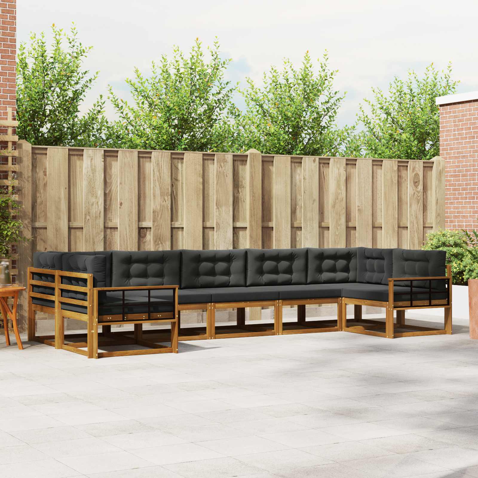 Outdoor Sofa Set with Cushion 7 pcs Natural and Anthracite