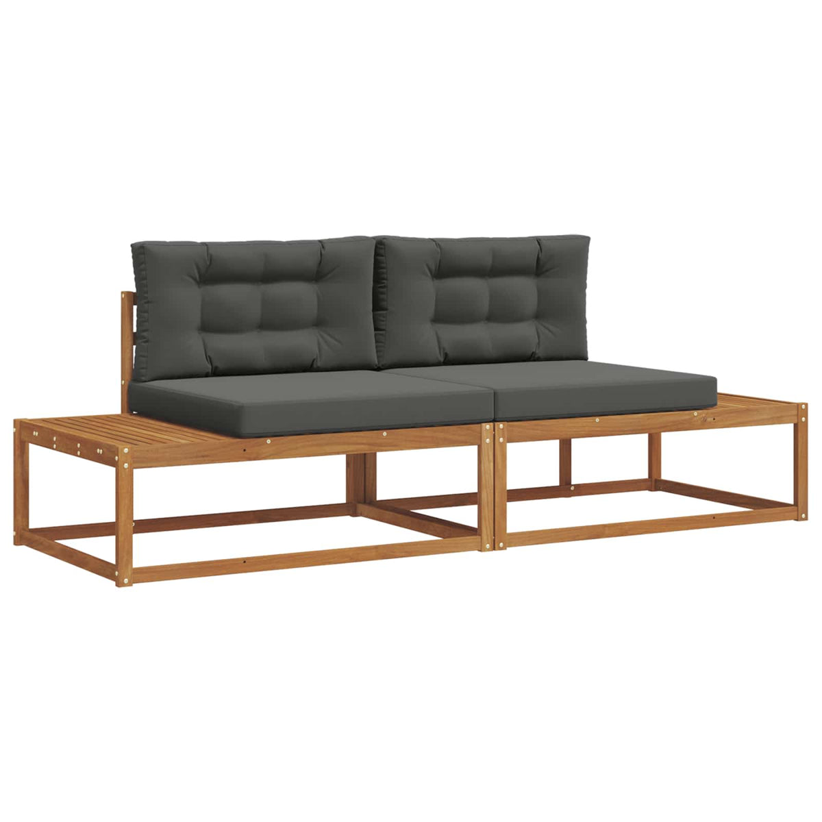 Outdoor Sofa Set with Cushion Natural and Anthracite